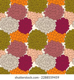 Colorful hand drawn seamless pattern with chaotic flowers