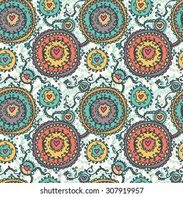 colorful hand drawn seamless pattern, vector illustration