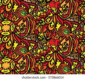 Colorful hand drawn seamless pattern. Vector illustration.
