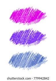 Colorful hand drawn set with chalked texture spots isolated on white background. Vector elements for your design
