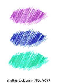 Colorful hand drawn set with chalked texture spots isolated on white background. Vector elements for your design