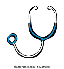 colorful hand drawn silhouette of stethoscope vector illustration