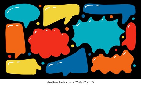 Colorful Hand drawn Speech Bubble collection set. Vector illustration