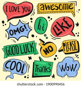 Colorful Hand drawn speech bubbles collection