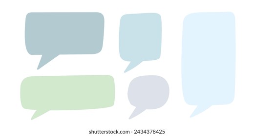 Burbujas de voz dibujadas a mano coloridas, conjunto de marcos de texto