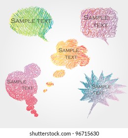 colorful hand drawn speech and thought bubbles