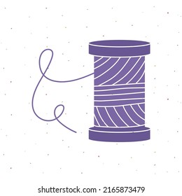 Colorful hand drawn spool with thread for tailors, sewers isolated on white background