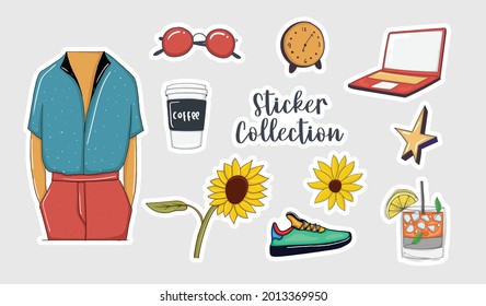 Colorful Hand drawn stickers collection