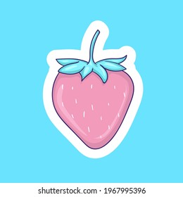 colorful hand drawn strawberry stickers