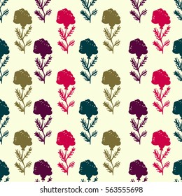 Colorful hand drawn stripped floral seamless pattern. Abstract background with grunge flower. Vector illustration.