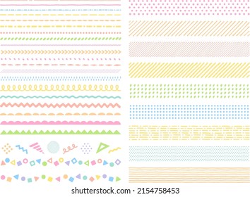 Colorful hand drawn style line decoration set