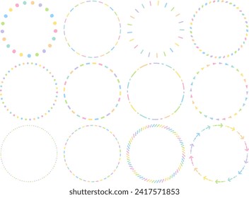 Colorful hand drawn style ring frame set (dots, stitches, arrows)