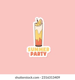 Colorful hand drawn summer beverage sticker