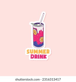 Colorful hand drawn summer beverage sticker