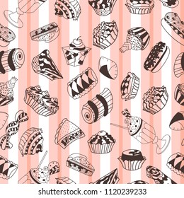 Colorful hand drawn sweet candy cookie seamless pattern vector