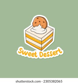 Colorful hand drawn sweet dessert sticker