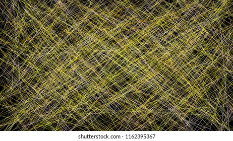 Colorful Hand drawn tangle, Random chaotic lines, Vector tangled chaotic doodle circle drawing circles or thread clew knot isolated on black background