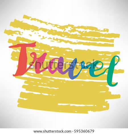 colorful hand drawn traveling postcard word stock vector royalty