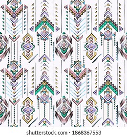 colorful hand drawn tribal seamless patern