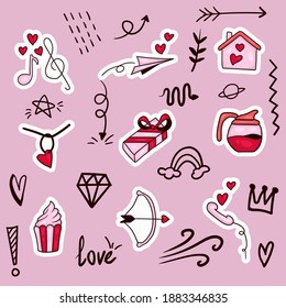 colorful hand drawn valentine element