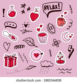 colorful hand drawn valentine element