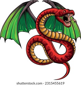 Colorful hand drawn vector illustration of snake