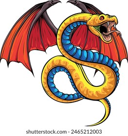 Colorful hand drawn vector illustration of snake