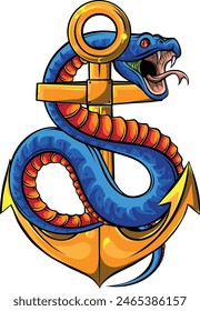 Colorful hand drawn vector illustration of snake