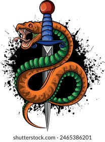 Colorful hand drawn vector illustration of snake
