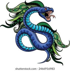 Colorful hand drawn vector illustration of snake