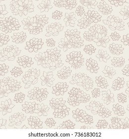 Colorful hand drawn vector lilies contours seamless pattern on beige background. Vintage floral design.