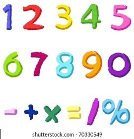 Colorful hand drawn vector numbers