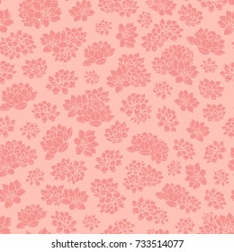 Colorful hand drawn vector pink lilies silhouettes seamless pattern on pink background. Vintage floral design.