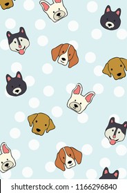 colorful hand drawn vector puppy illustrations pattern design 