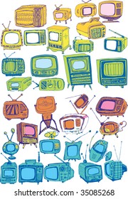 colorful hand drawn vector TVs