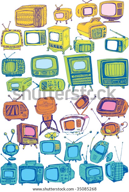 colorful hand drawn vector\
TVs