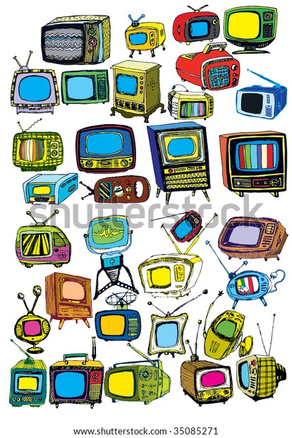colorful hand drawn vector\
TVs