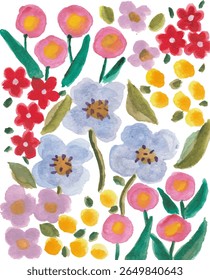Colorful Hand Drawn Watercolor Floral Arrangement