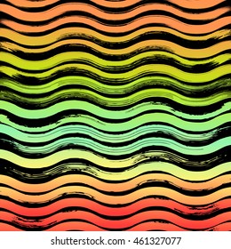 Colorful hand drawn wave lines background vector illustration. Hand drawn brush stroke