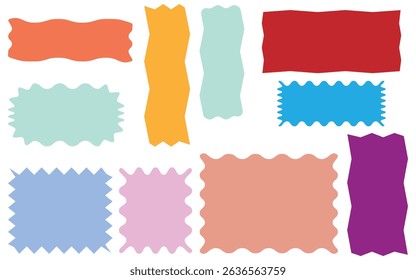 Colorful Hand Drawn Wavy Rectangles and Squares – Organic Vector Frames Set