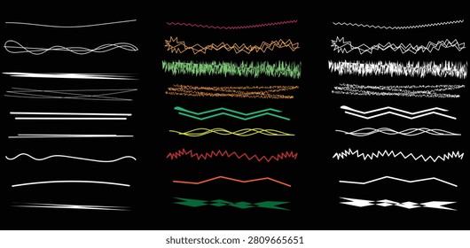  Colorful Hand Drawn Wavy Zigzag Line Divider Stroke Set Black Background,
Multicolor Sketch Wavy Zigzag Squiggle Line Divider Collection Dark Background,
Bold Colorful Doodle Wavy Zigzag Underline Divider Line Bundle Black Background
