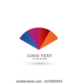 Colorful Hand Fan Logo. Icon & Symbol Vector Template.