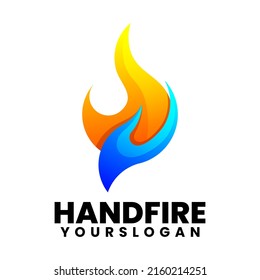 Colorful Hand Fire Gradient Logo Design