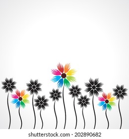 colorful hand flower plant stock vector 