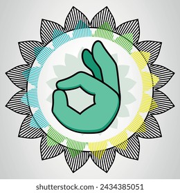 Colorful hand gesture beautiful sign. Approval sign. wow sign. Nice Hand Gesture