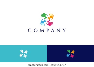 Colorful hand logo with heart element