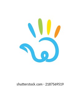 colorful hand logo with letter W - editable creative and playful design vector