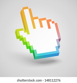 Colorful hand mouse cursor. Vector illustration.