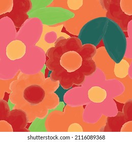 Flores pintadas a mano de colores sin fisuras