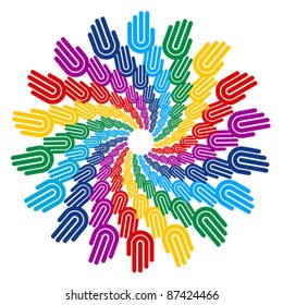 colorful hand planet connection